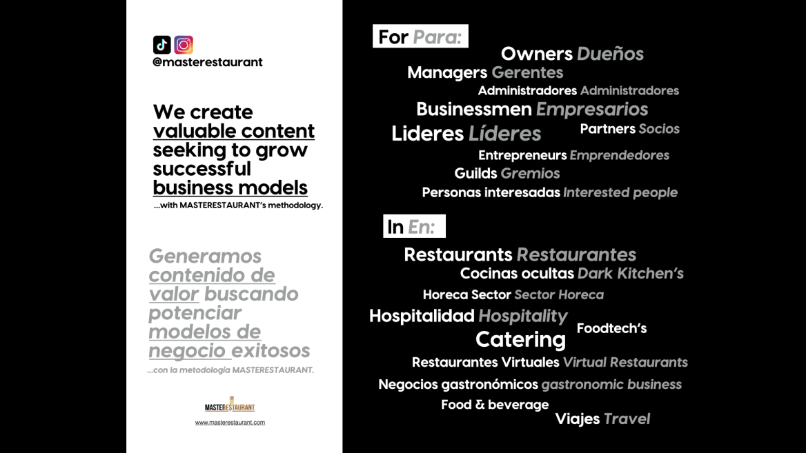 Servicio de influencer marketing e influenciador de Marketing Gastronómico para  restaurantes, cocinas ocultas, dark kitchens, hoteles, aerolíneas, destinos, agencias y más de masterestaurant (master restaurant)