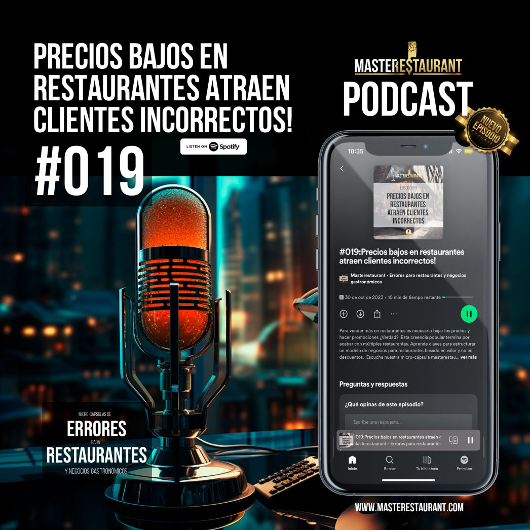 Episodio Podcast Restaurantes #019: Precios bajos en restaurantes atraen clientes incorrectos!