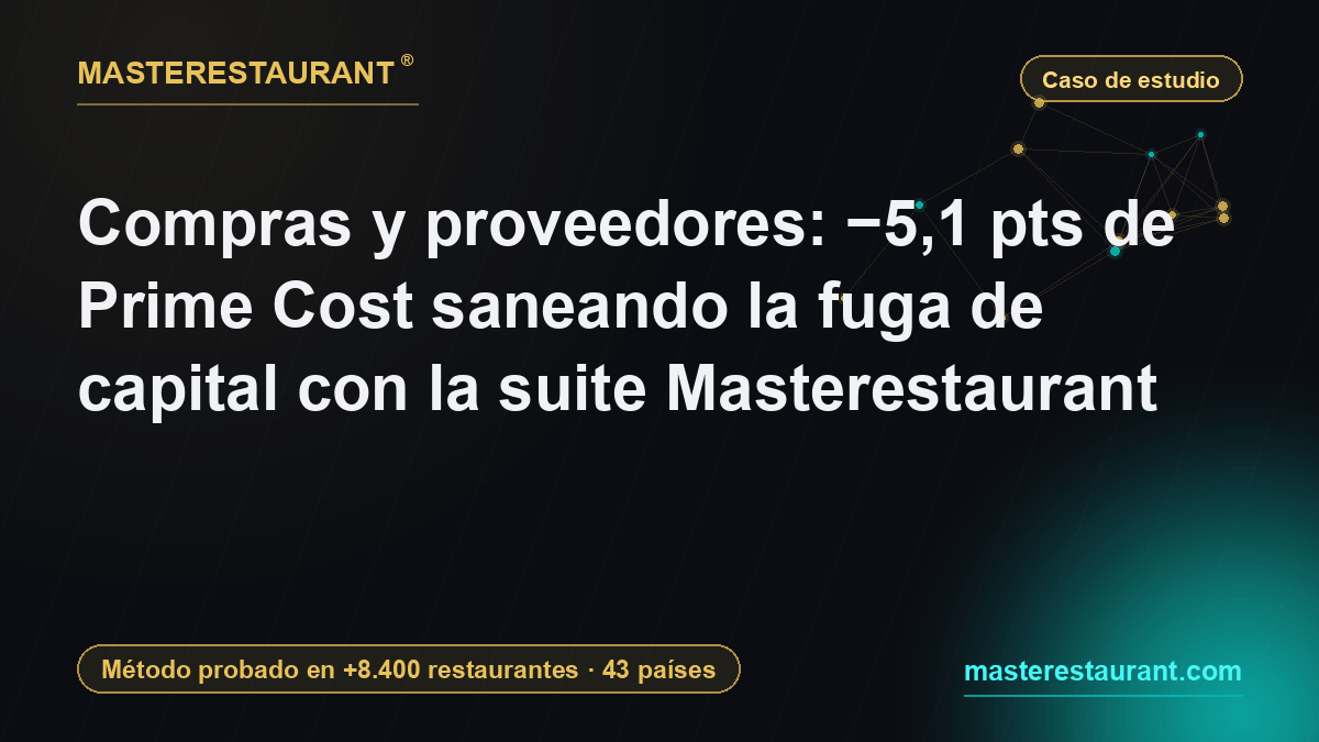 Compras y proveedores: −5,1 pts de Prime Cost saneando la fuga de capital con la suite Masterestaurant — Masterestaurant