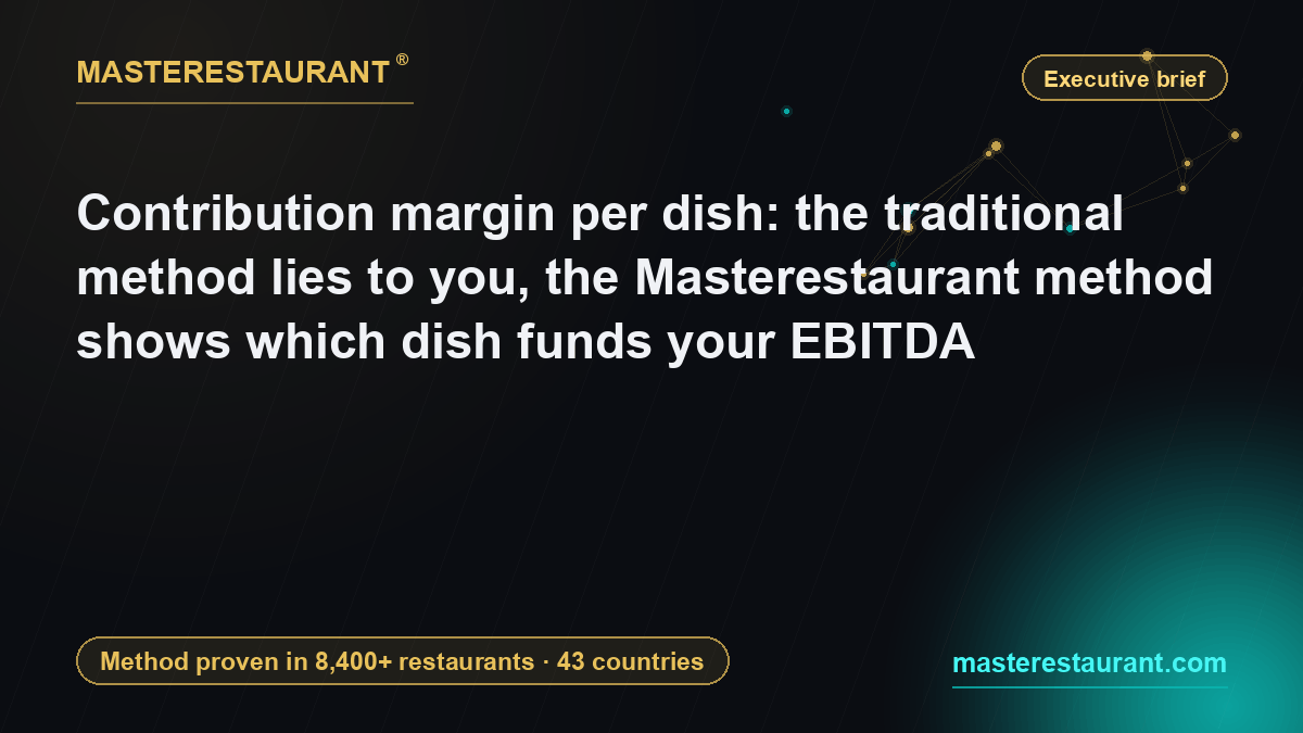 Contribution margin per dish: traditional method vs Masterestaurant method — Masterestaurant