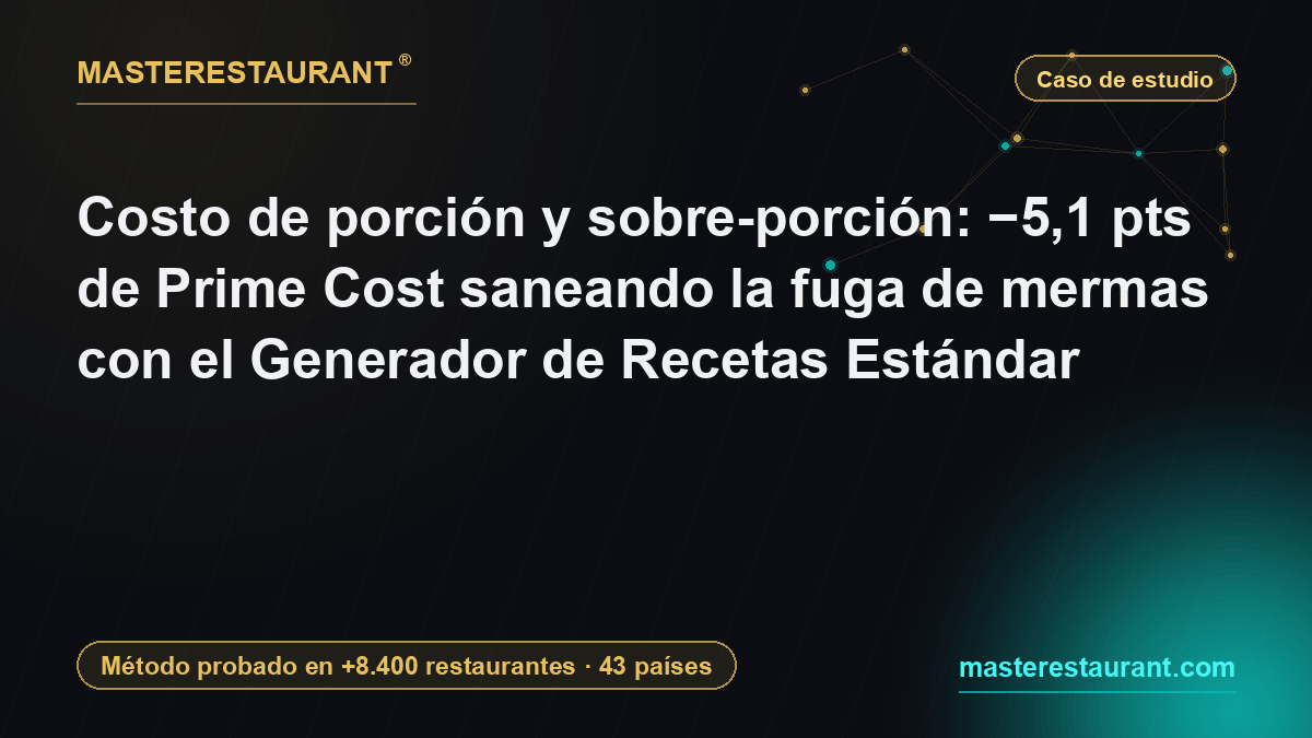 Costo de porción y sobre-porción: −5,1 pts de Prime Cost saneando la fuga de mermas con el Generador de Recetas Estándar — Masterestaurant