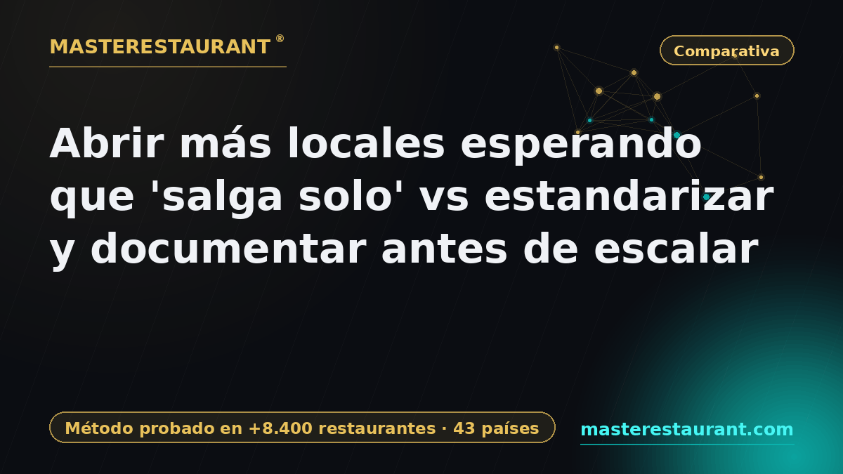 Abrir más locales esperando que 'salga solo' vs estandarizar y documentar antes de escalar — Masterestaurant