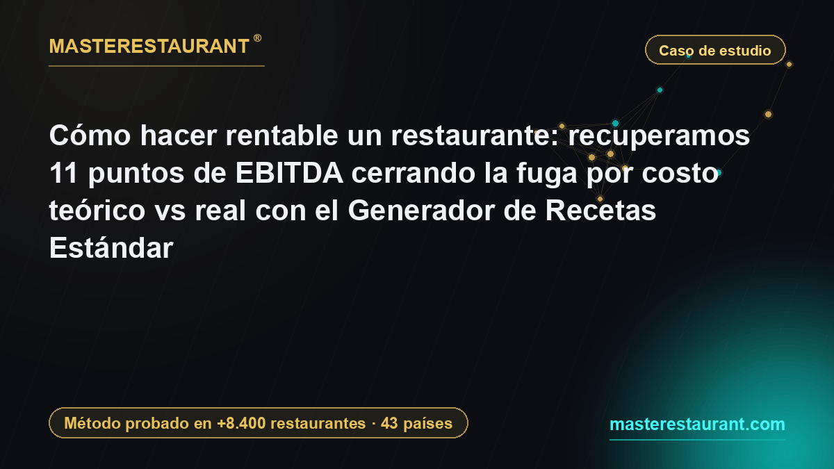 How to make a restaurant profitable: we recovered 11 EBITDA points by closing the theoretical-vs-actual cost leak with the Standard Recipe Generator — Masterestaurant