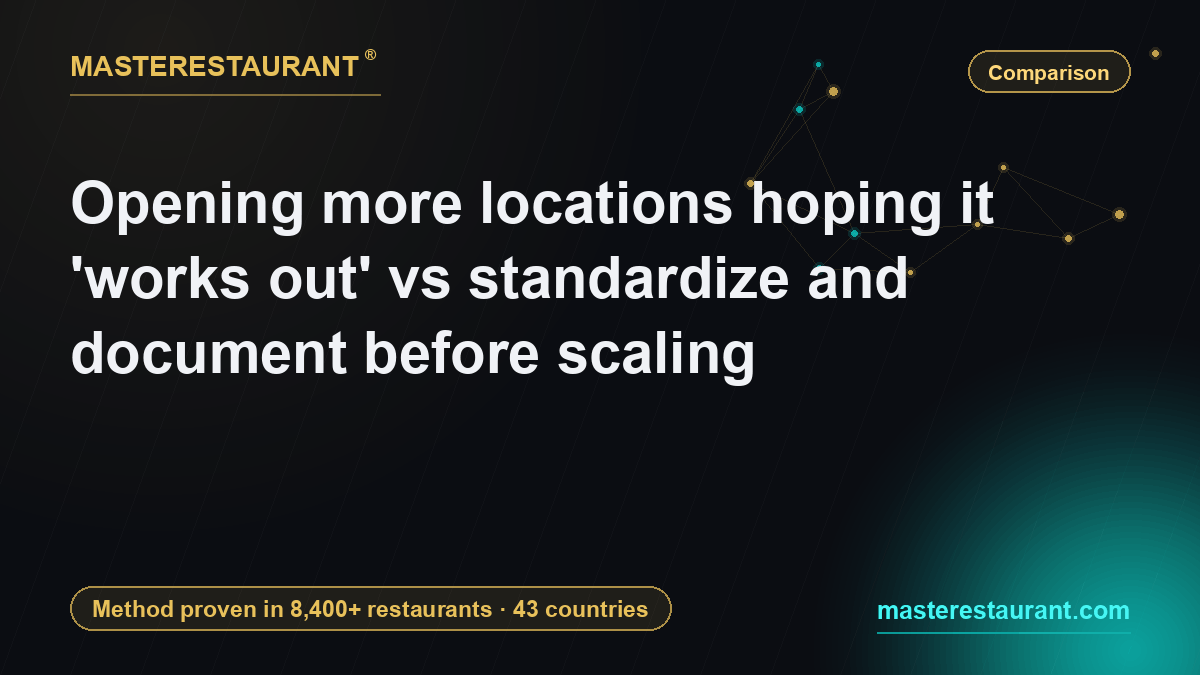 Opening more locations hoping it works out vs standardizing and documenting before scaling — Masterestaurant