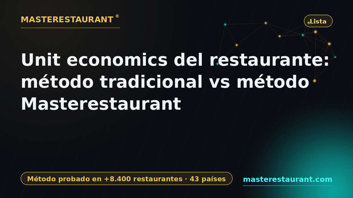 Unit economics del restaurante: método tradicional vs método Masterestaurant — Masterestaurant