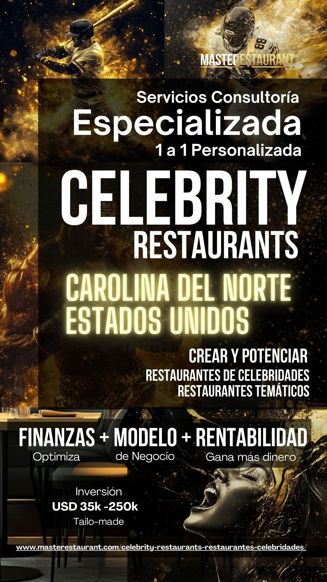 Servicios, entrenamiento, consultoría, bootcamps, eventos y acompañamientos privados para celebrity restaurants, restaurantes de famosos, restaurantes de celebridades, restaurantes temáticos, foodtech’s y negocios gastronómicos. CAROLINA DEL NORTE (USA)