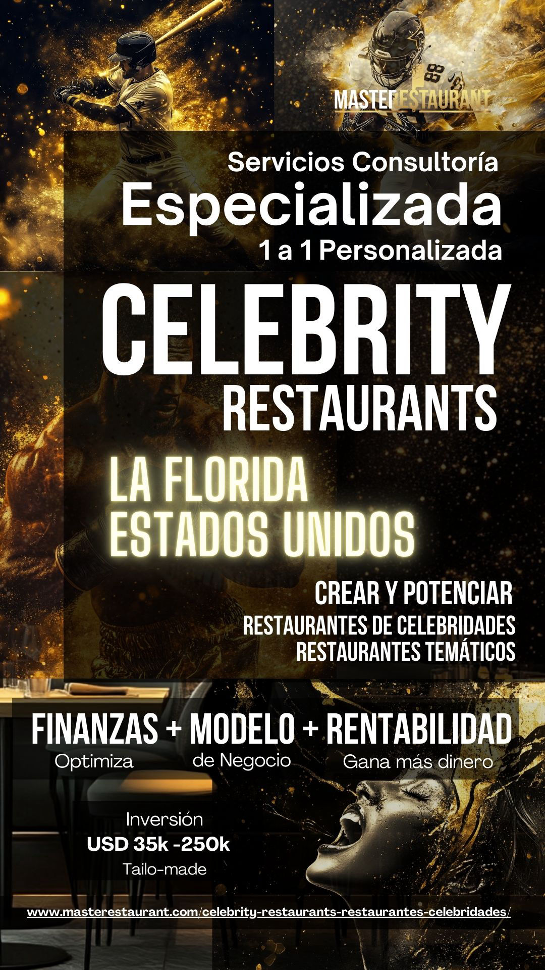 Servicios, entrenamiento, consultoría, bootcamps, eventos y acompañamientos privados para celebrity restaurants, restaurantes de famosos, restaurantes de celebridades, restaurantes temáticos, foodtech’s y negocios gastronómicos. LA FLORIDA (USA)