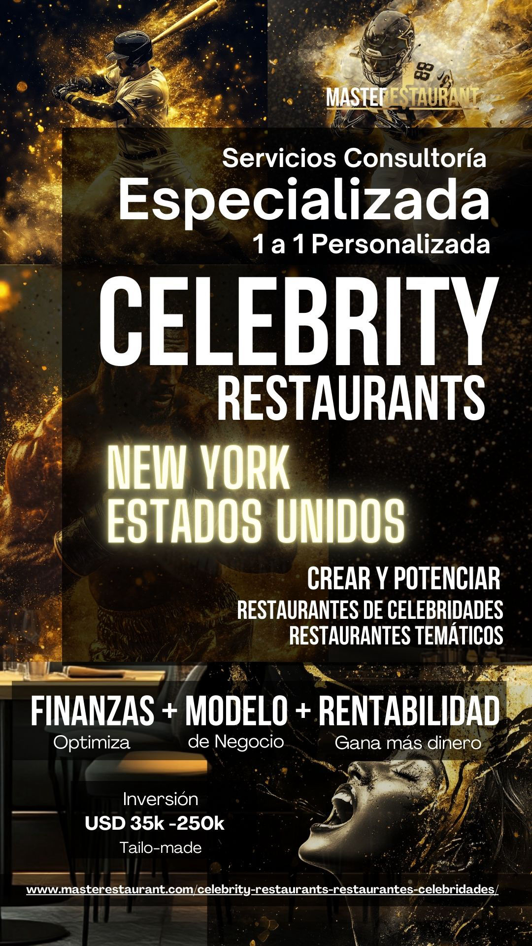 Servicios, entrenamiento, consultoría, bootcamps, eventos y acompañamientos privados para celebrity restaurants, restaurantes de famosos, restaurantes de celebridades, restaurantes temáticos, foodtech’s y negocios gastronómicos. NEW YORK (USA)