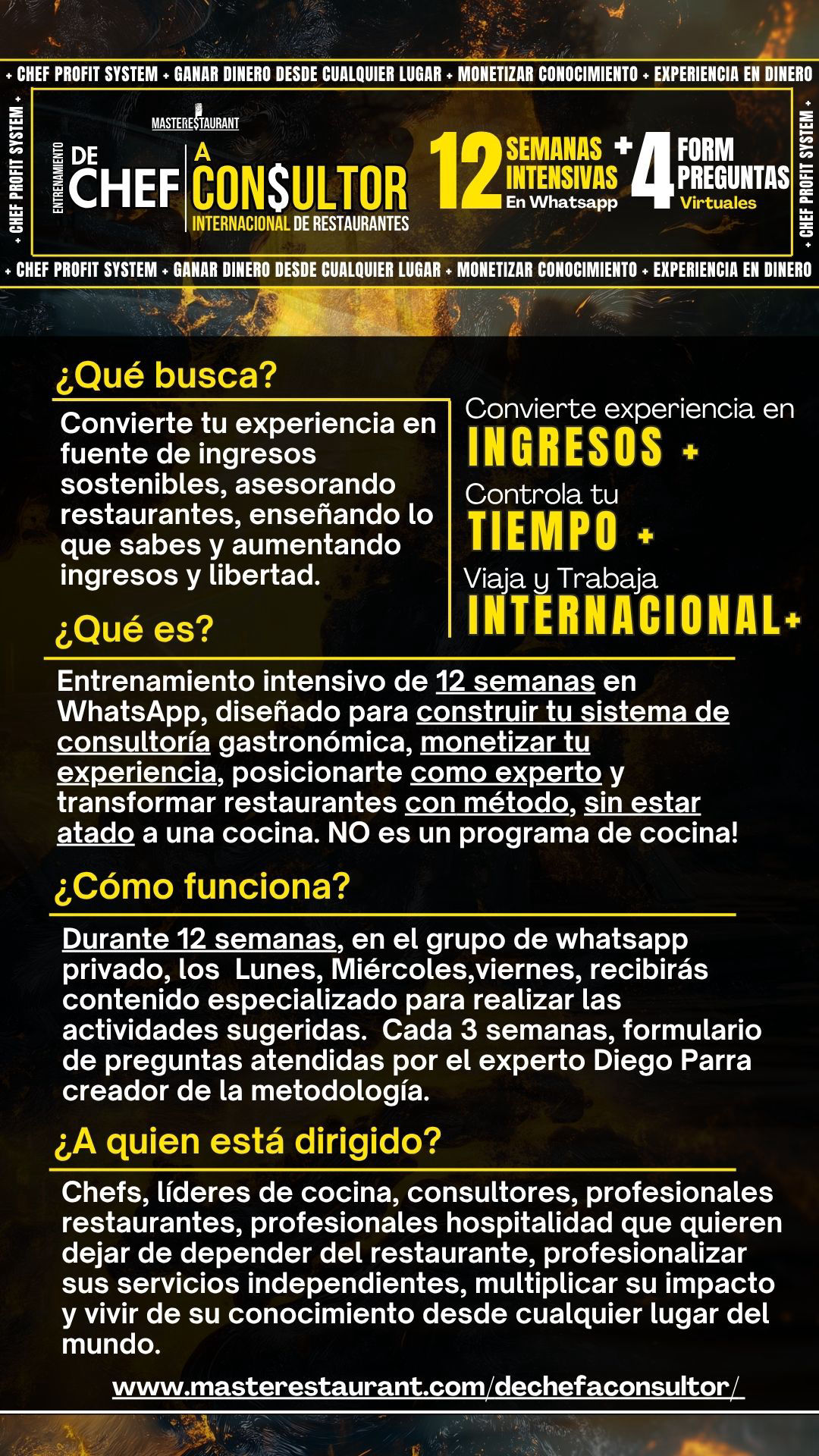 Entrenamiento De CHEF a consultor internacional de restaurantes de Masterestaurant!
