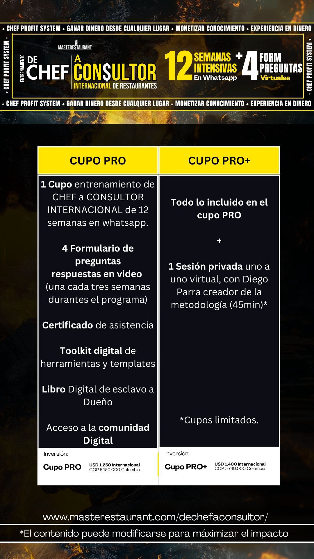 Entrenamiento De CHEF a consultor internacional de restaurantes!