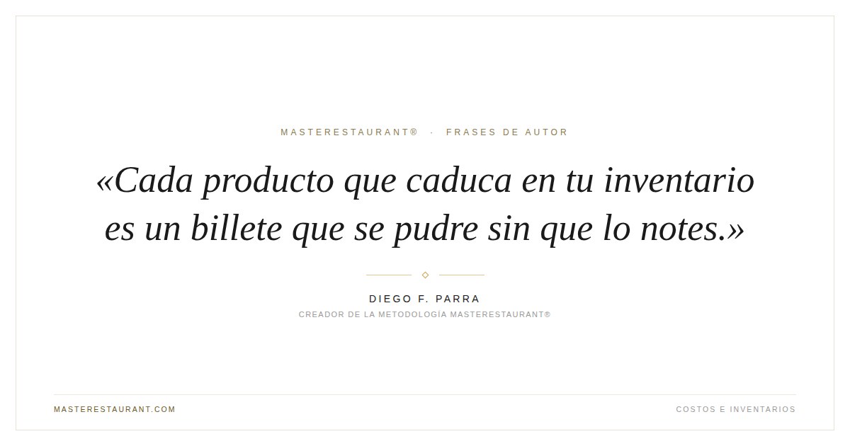 Cada producto que caduca en tu inventario es un billete que se pudre sin que lo notes. — Diego F. Parra