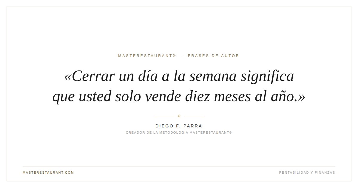 Cerrar un día a la semana significa que usted solo vende diez meses al año. — Diego F. Parra