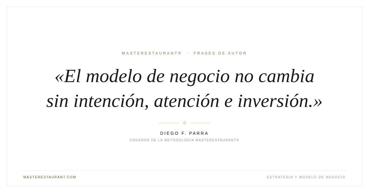 El modelo de negocio no cambia sin intención, atención e inversión. — Diego F. Parra
