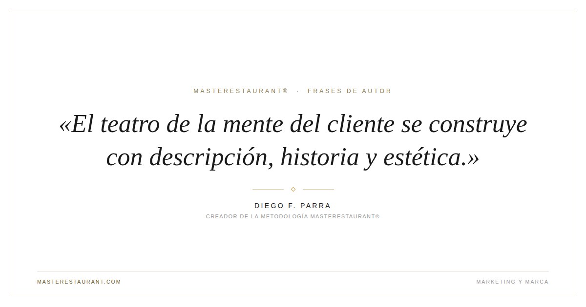 El teatro de la mente del cliente se construye con descripción, historia y estética. — Diego F. Parra