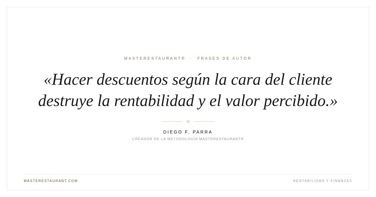 Hacer descuentos según la cara del cliente destruye la rentabilidad y el valor percibido. — Diego F. Parra