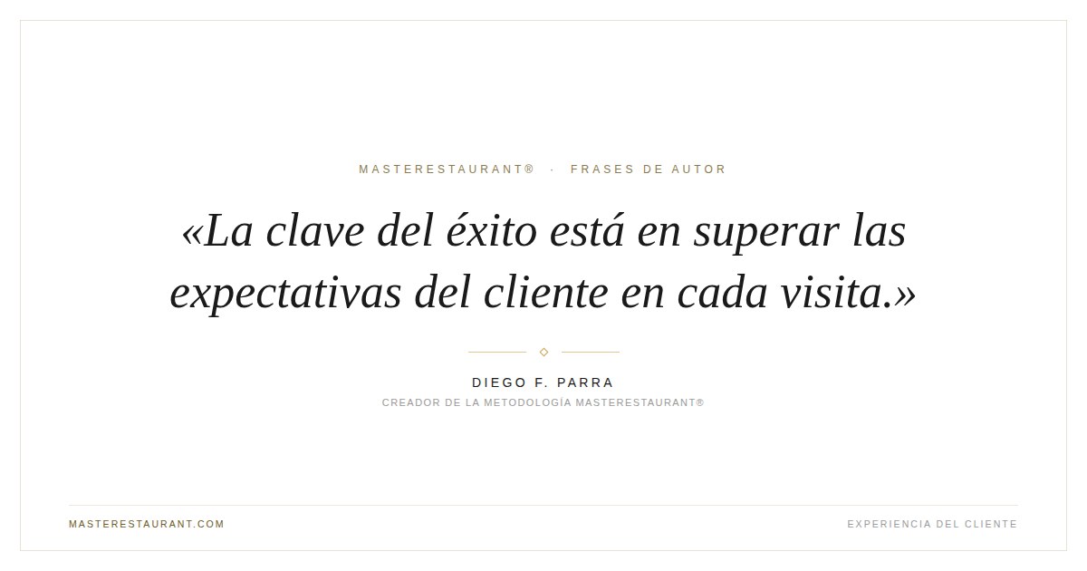 La clave del éxito está en superar las expectativas del cliente en cada visita. — Diego F. Parra
