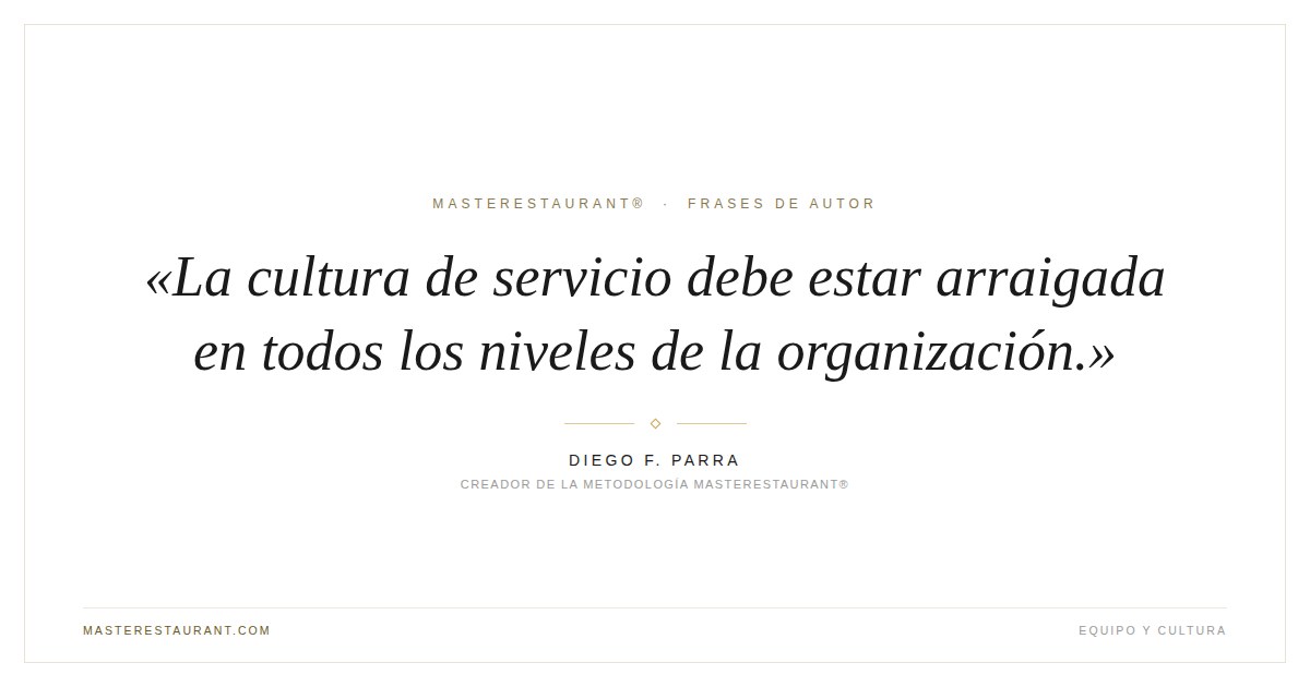 La cultura de servicio debe estar arraigada en todos los niveles de la organización. — Diego F. Parra