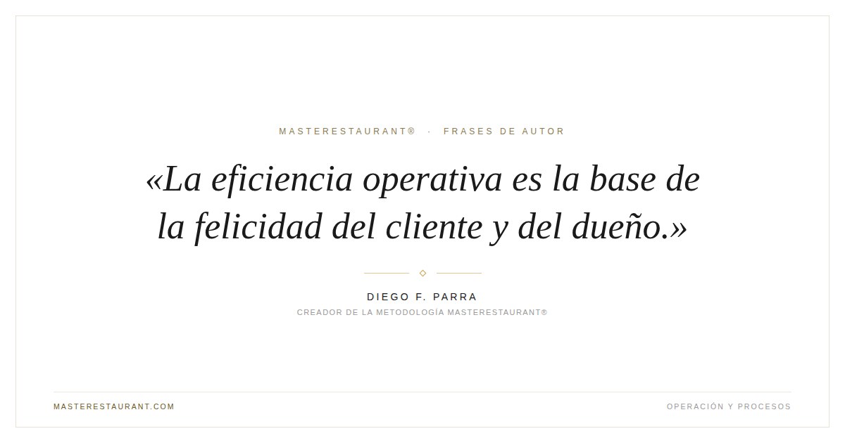 La eficiencia operativa es la base de la felicidad del cliente y del dueño. — Diego F. Parra