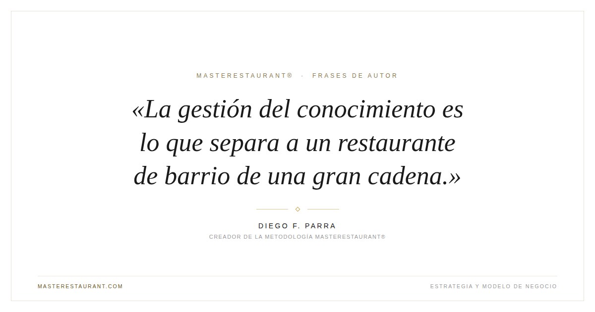 La gestión del conocimiento es lo que separa a un restaurante de barrio de una gran cadena. — Diego F. Parra