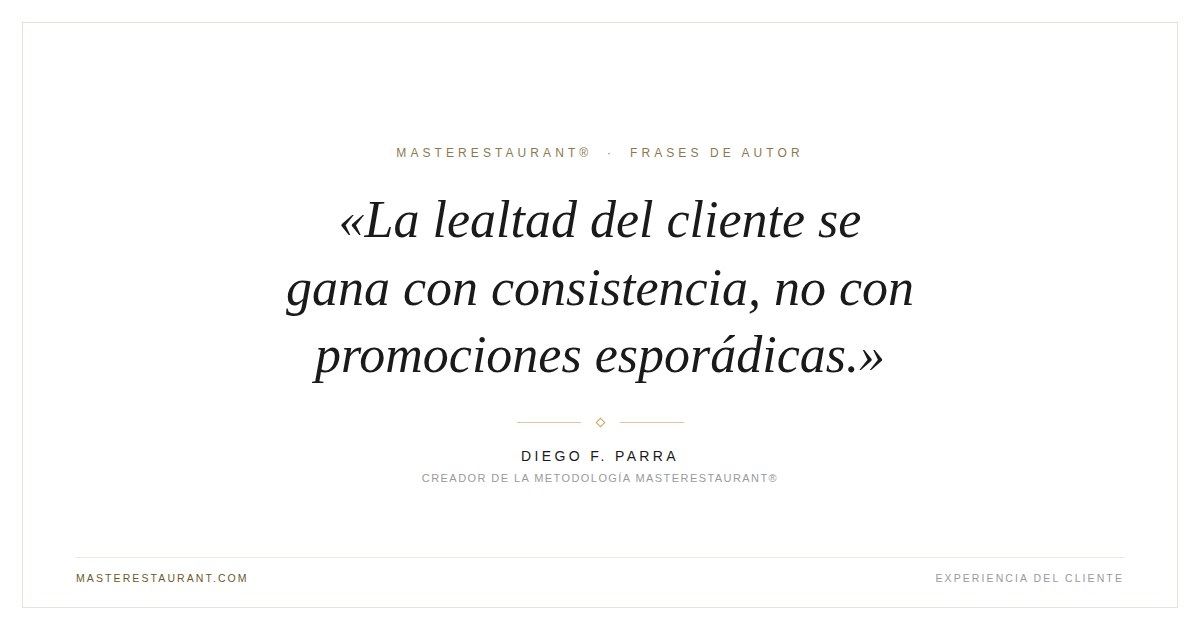 La lealtad del cliente se gana con consistencia, no con promociones esporádicas. — Diego F. Parra