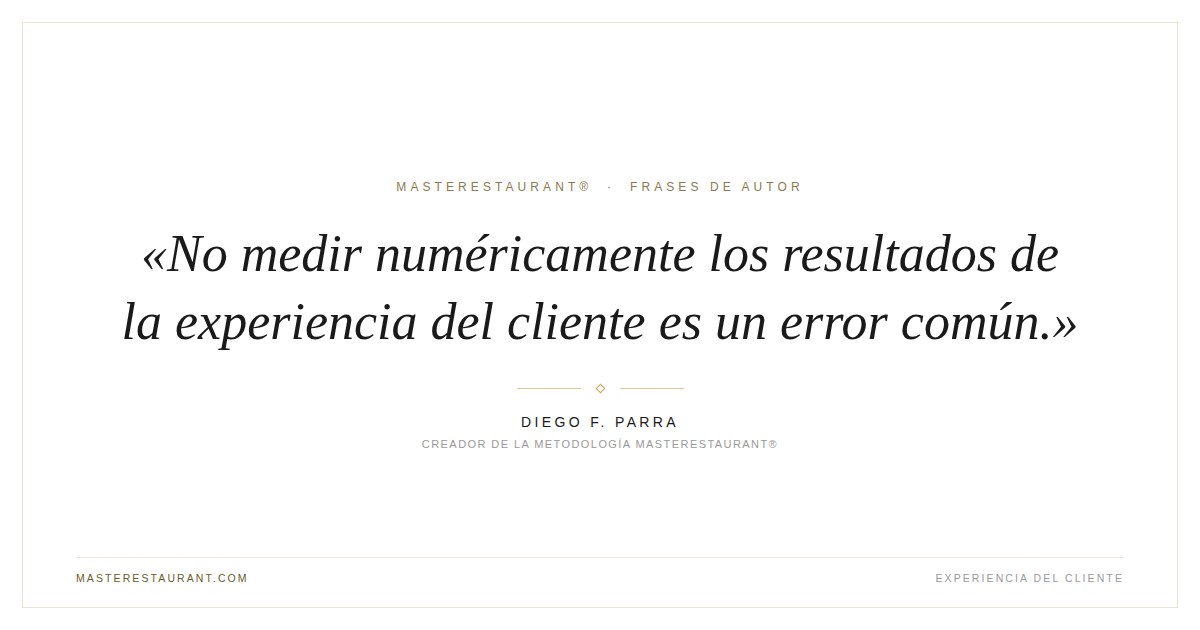 No medir numéricamente los resultados de la experiencia del cliente es un error común. — Diego F. Parra
