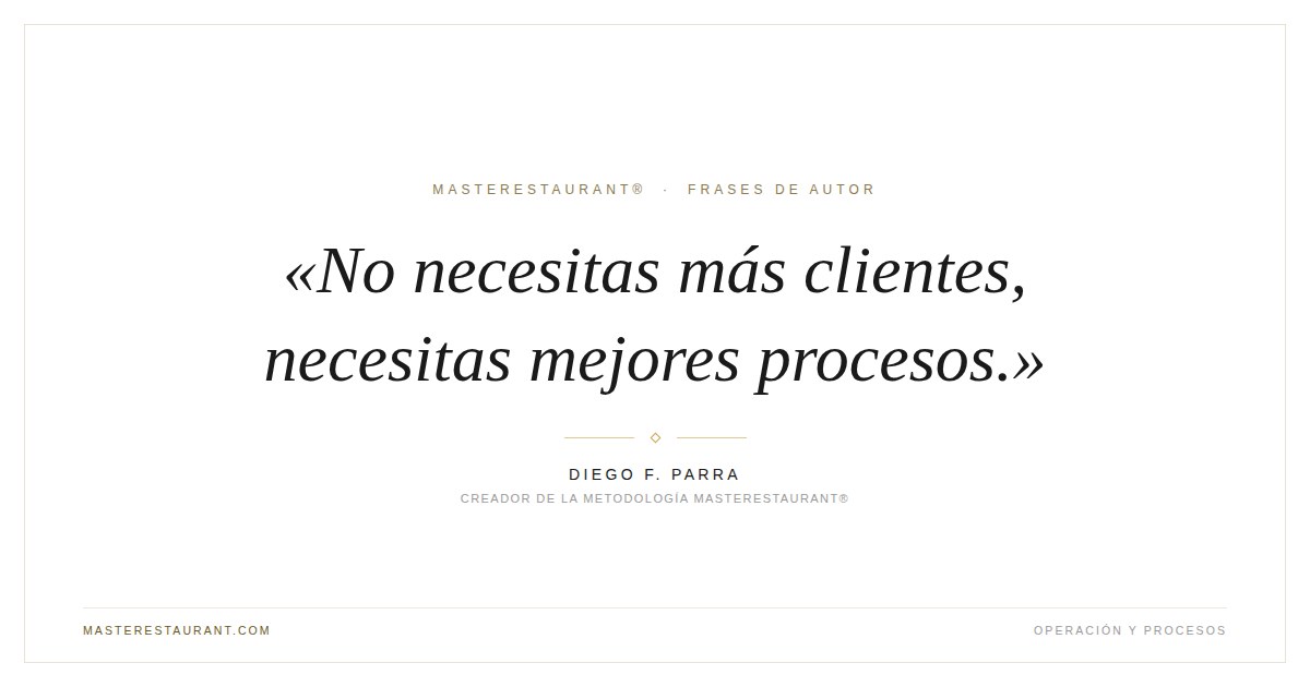 No necesitas más clientes, necesitas mejores procesos. — Diego F. Parra
