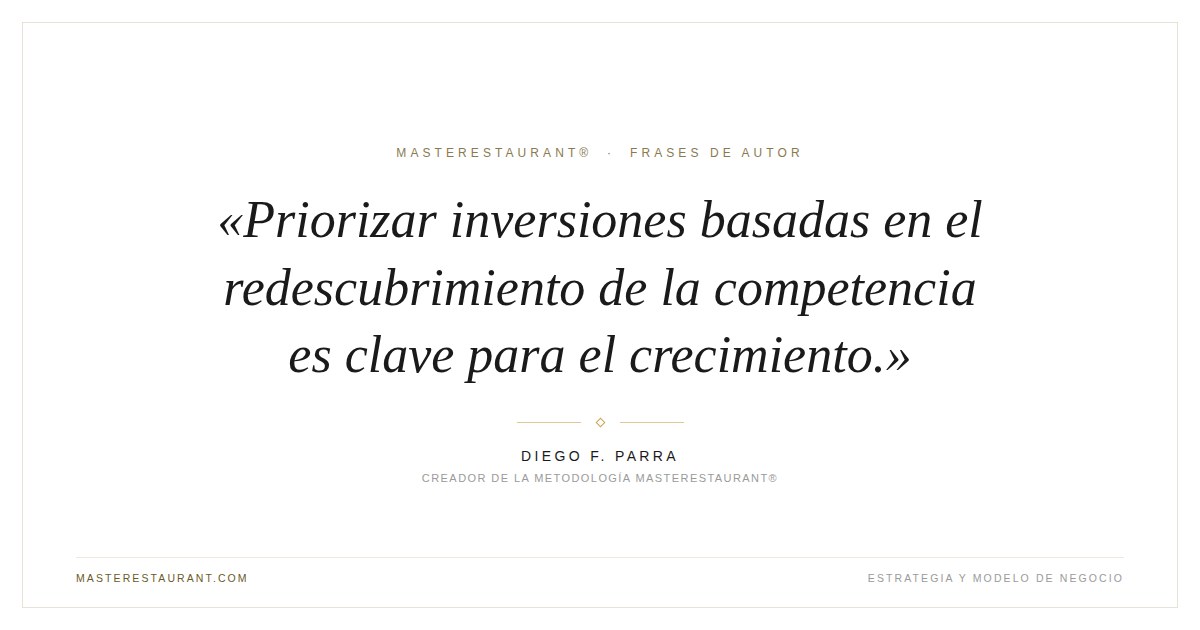Priorizar inversiones basadas en el redescubrimiento de la competencia es clave para el crecimiento. — Diego F. Parra