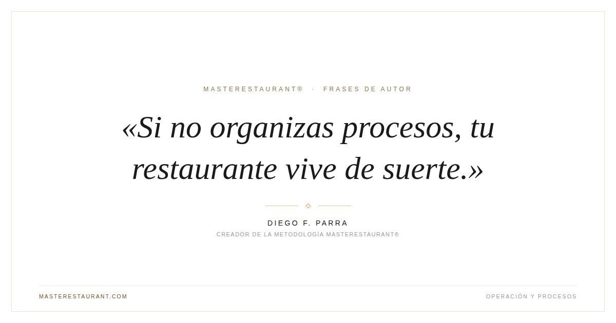 Si no organizas procesos, tu restaurante vive de suerte. — Diego F. Parra