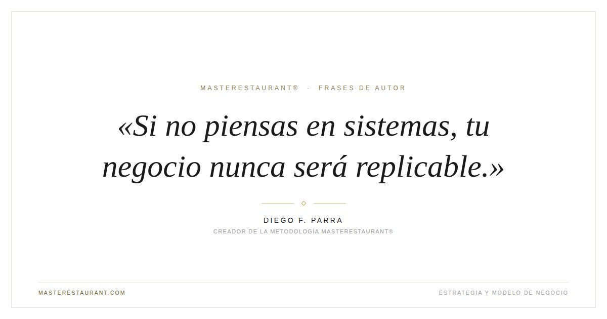 Si no piensas en sistemas, tu negocio nunca será replicable. — Diego F. Parra