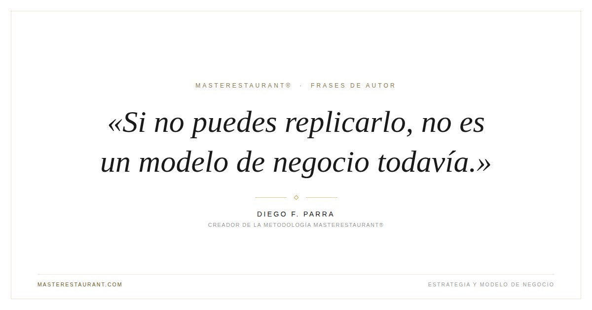 Si no puedes replicarlo, no es un modelo de negocio todavía. — Diego F. Parra