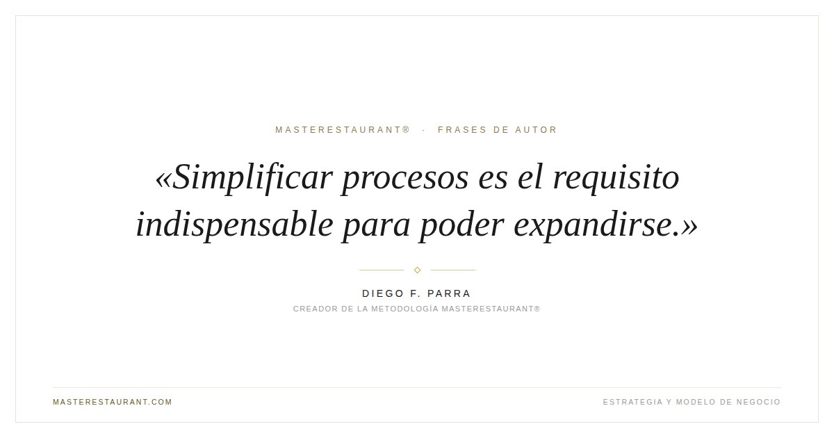 Simplificar procesos es el requisito indispensable para poder expandirse. — Diego F. Parra