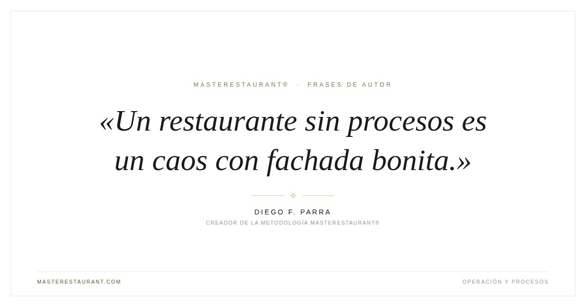 Un restaurante sin procesos es un caos con fachada bonita. — Diego F. Parra