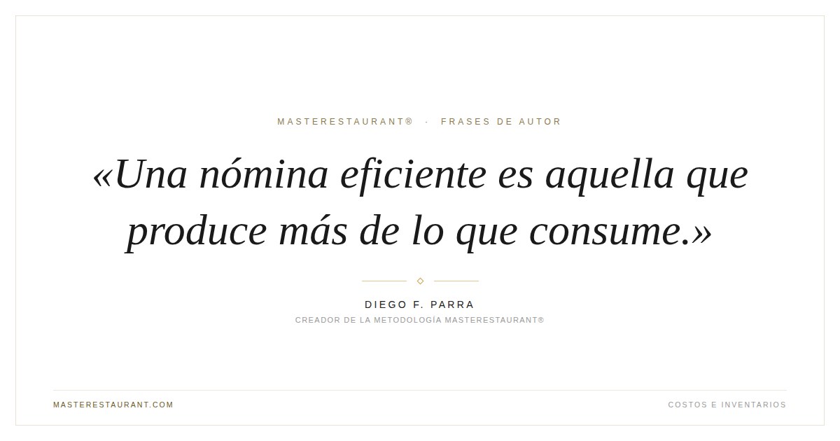Una nómina eficiente es aquella que produce más de lo que consume. — Diego F. Parra