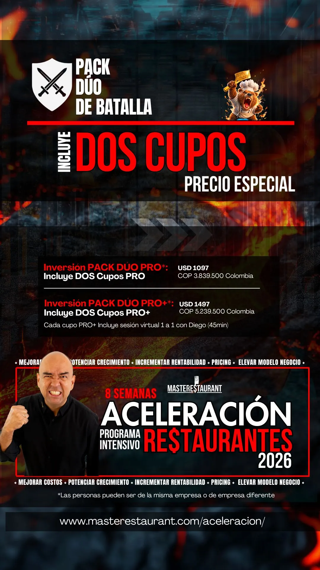Aceleración · Pack Dúo de Batalla, dos cupos a precio especial