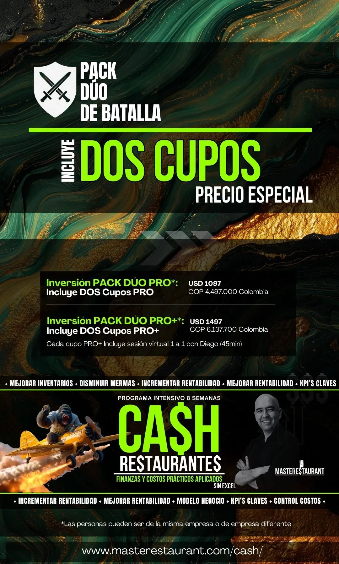 CA$H · Pack Dúo de Batalla, dos cupos a precio especial