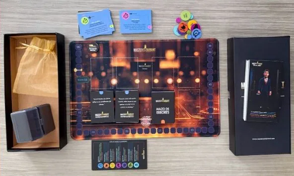 Board, box and decks of the interactive service training KIT