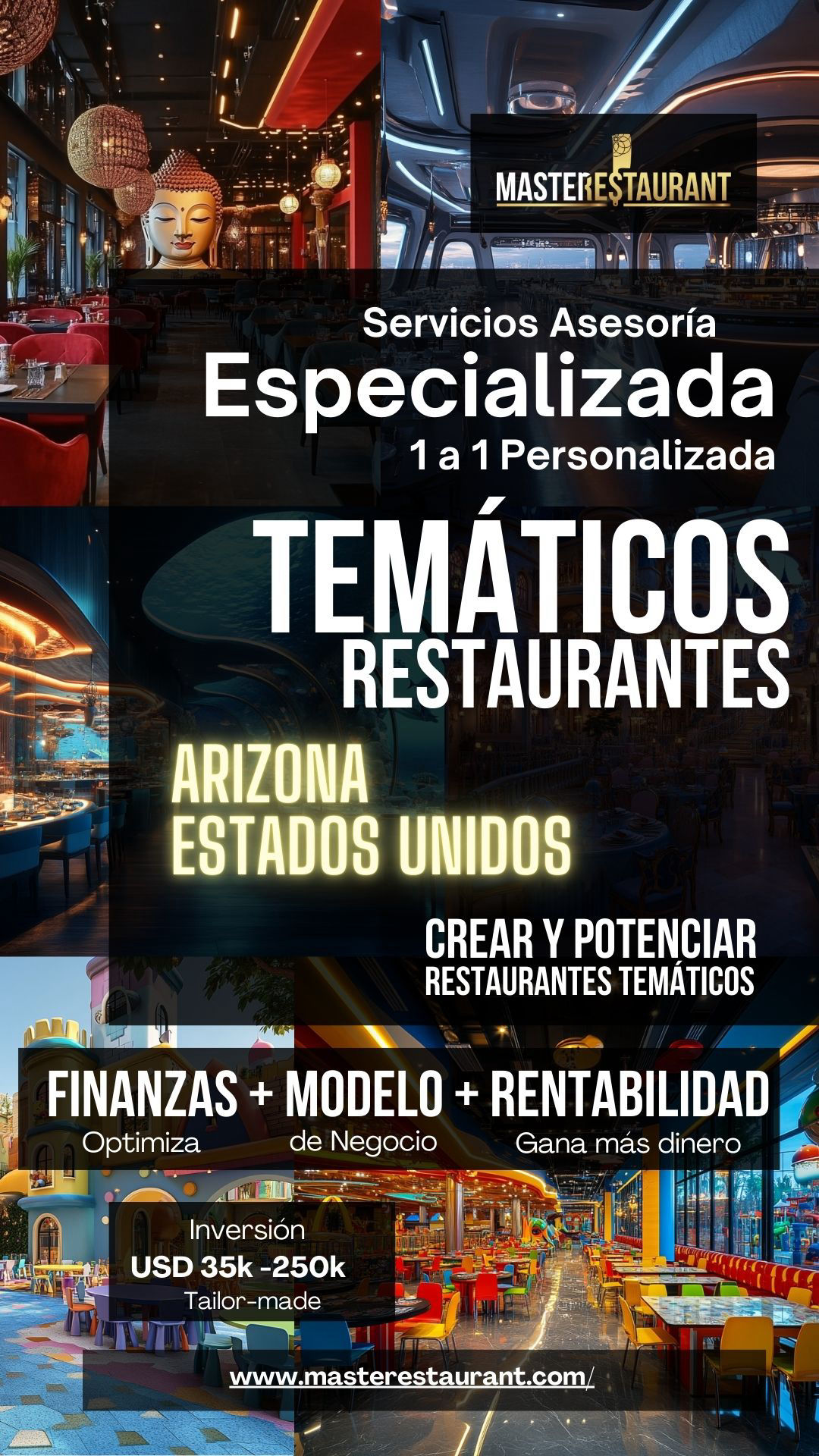 Servicios, entrenamiento, consultoría, bootcamps, asesoría, eventos y acompañamientos privados para restaurantes temáticos en ESTADO DE ARIZONA (USA)