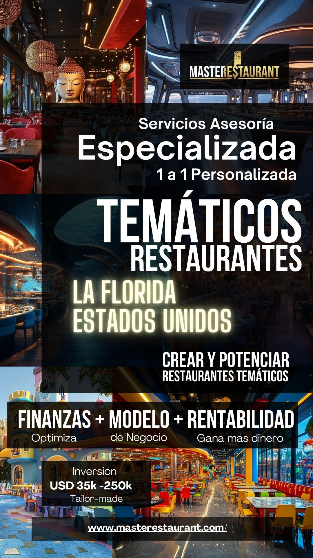 Servicios, entrenamiento, consultoría, bootcamps, asesoría, eventos y acompañamientos privados para restaurantes temáticos en ESTADO DE LA FLORIDA (USA)