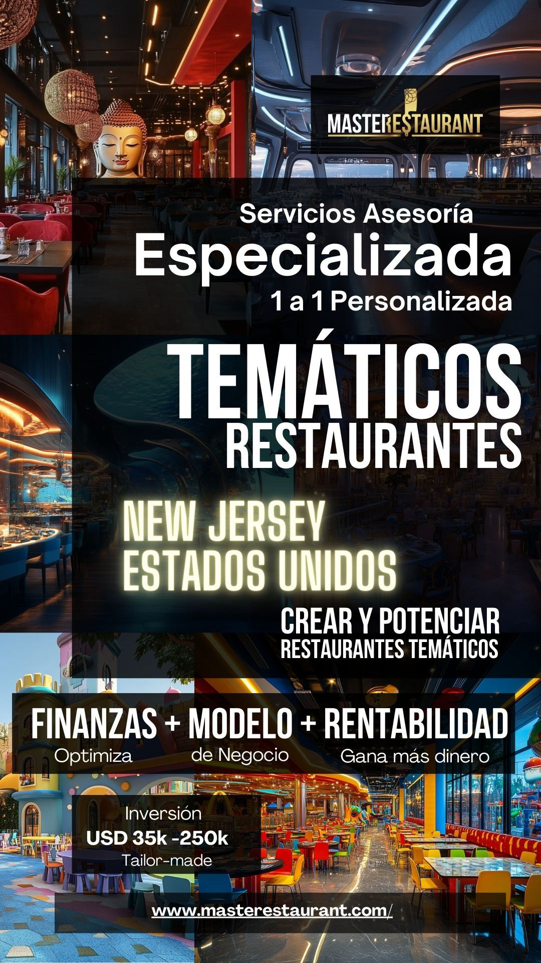 Servicios, entrenamiento, consultoría, bootcamps, asesoría, eventos y acompañamientos privados para restaurantes temáticos en ESTADO DE NEW JERSEY (USA)